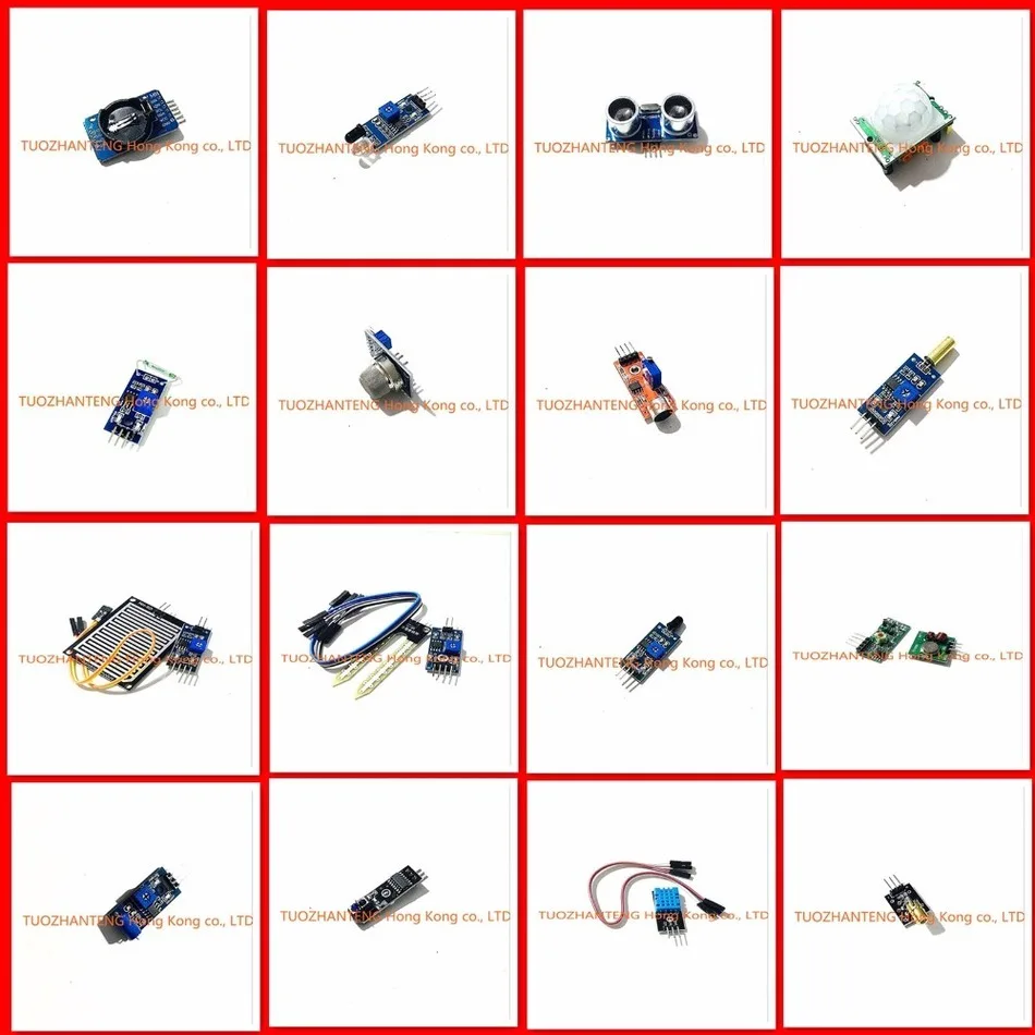 16pcs/lot Raspberry pi 2 3 the sensor module package 16 kinds of sensor for Arduino kit Free shipping
16pcs/lot Raspberry pi 2 3 the sensor module package 16 kinds of sensor for Arduino kit Free shipping