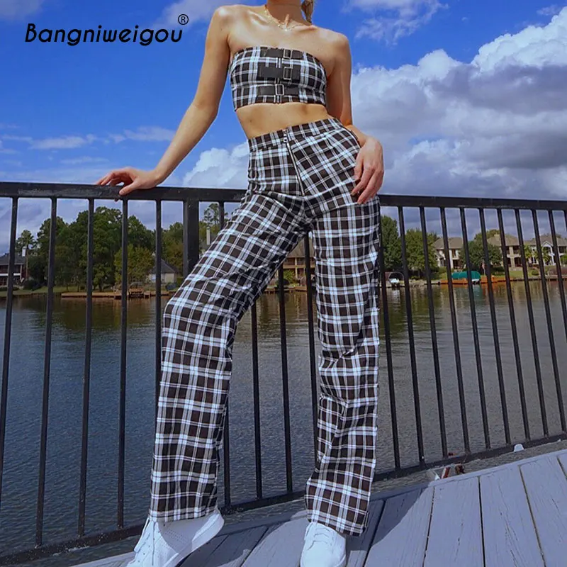 Bangniweigou Classic Black White Checker Sets Sexy Plaid Two Piece Set Tube Crop Top Wide Leg Pants Women Tracksuit Bell Bottoms
Bangniweigou Classic Black White Checker Sets Sexy Plaid Two Piece Set Tube Crop Top Wide Leg Pants Women Tracksuit Bell Bottoms