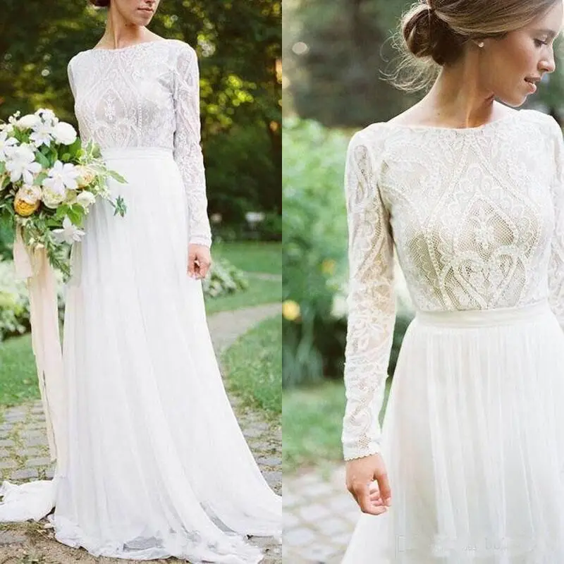 Boho Bohemian Wedding Dresses Sexy Backless Long Sleeve Wedding Dress Top Illusion Lace robe de mariee 2019 Forset Bridal Gowns
Boho Bohemian Wedding Dresses Sexy Backless Long Sleeve Wedding Dress Top Illusion Lace robe de mariee 2019 Forset Bridal Gowns