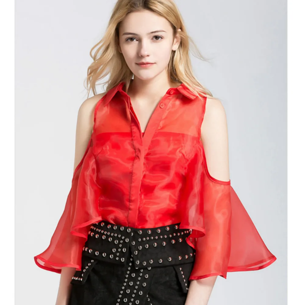 New 2018 Summer Runway Perspective Organza Blouses Sexy Off Shoulder Women Ruffles Flare Sleeves Top Female Shirt Tops Red White
New 2018 Summer Runway Perspective Organza Blouses Sexy Off Shoulder Women Ruffles Flare Sleeves Top Female Shirt Tops Red White