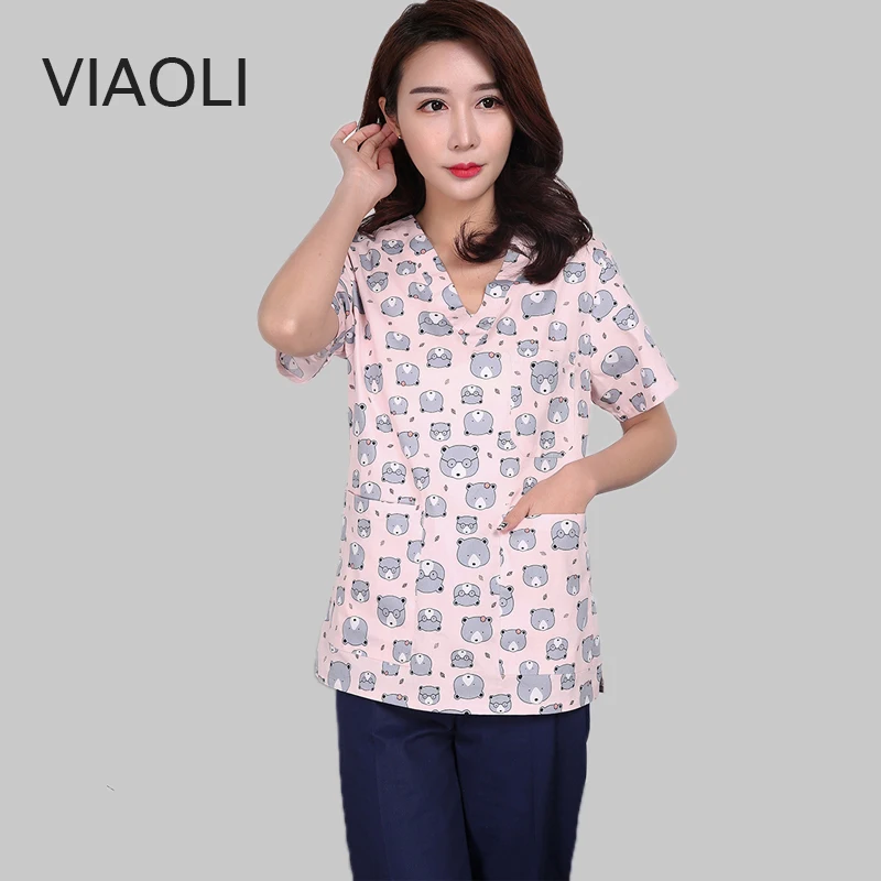 Surgical clothing cotton printing short sleeve washcloth surgical gown pet doctor nurse clothing beauty salon clothing coat pink
Surgical clothing cotton printing short sleeve washcloth surgical gown pet doctor nurse clothing beauty salon clothing coat pink