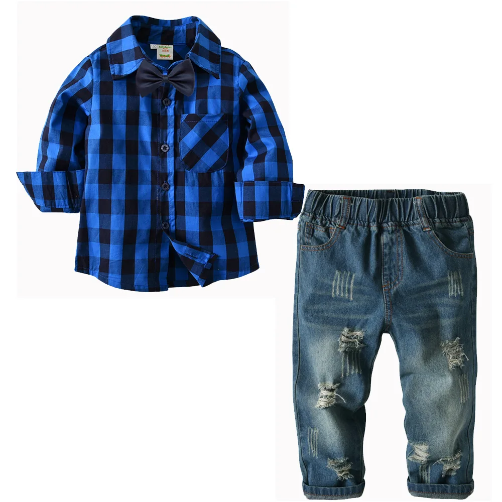 Baby Boys 2-Pieces Clothing Sets Cotton Long-sleeved Blue Plaid Shirt + Jean Kids Set Spring Autumn For 2-7 Years Old
Baby Boys 2-Pieces Clothing Sets Cotton Long-sleeved Blue Plaid Shirt + Jean Kids Set Spring Autumn For 2-7 Years Old