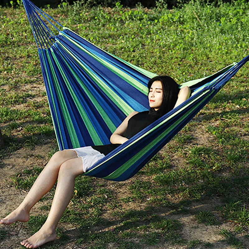1-2 Person Portable Outdoor Camping Hammock UV Resistant Hanging Bed Hunting Sleeping Swing Blue For Lawn Sun Shelter | Спорт и