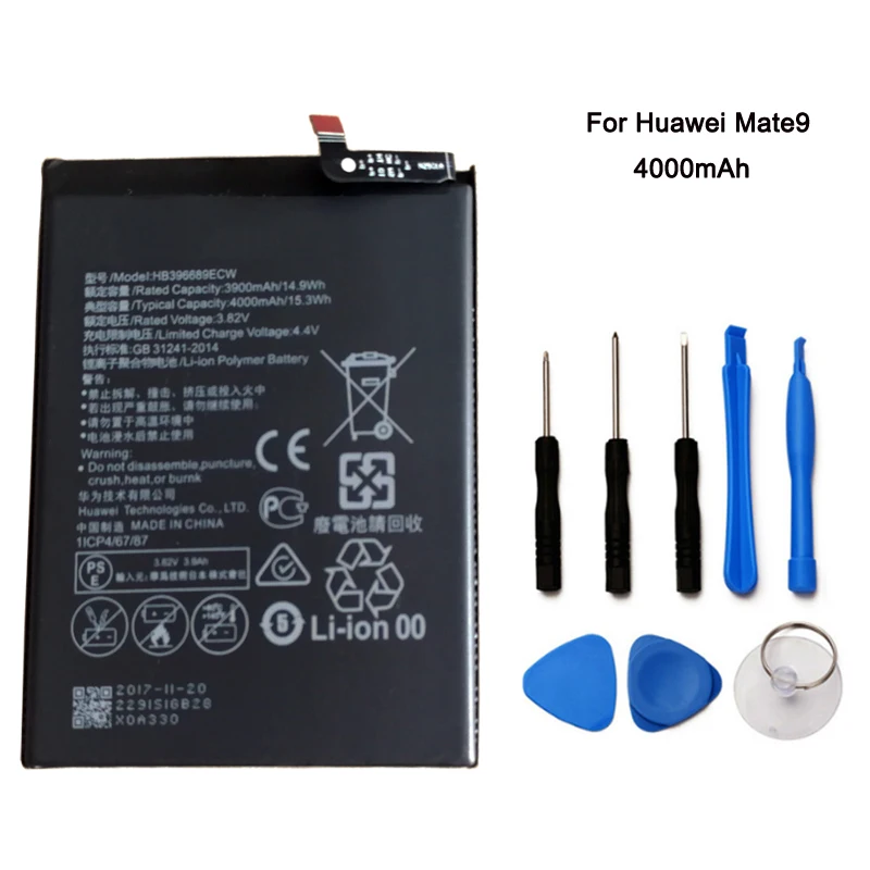 HB396689ECW Rechargeable Battery For Huawei Mate 9 Mate9 Mobile phone Replacement Bateria Batteries 4000mAh +Tools
HB396689ECW Rechargeable Battery For Huawei Mate 9 Mate9 Mobile phone Replacement Bateria Batteries 4000mAh +Tools