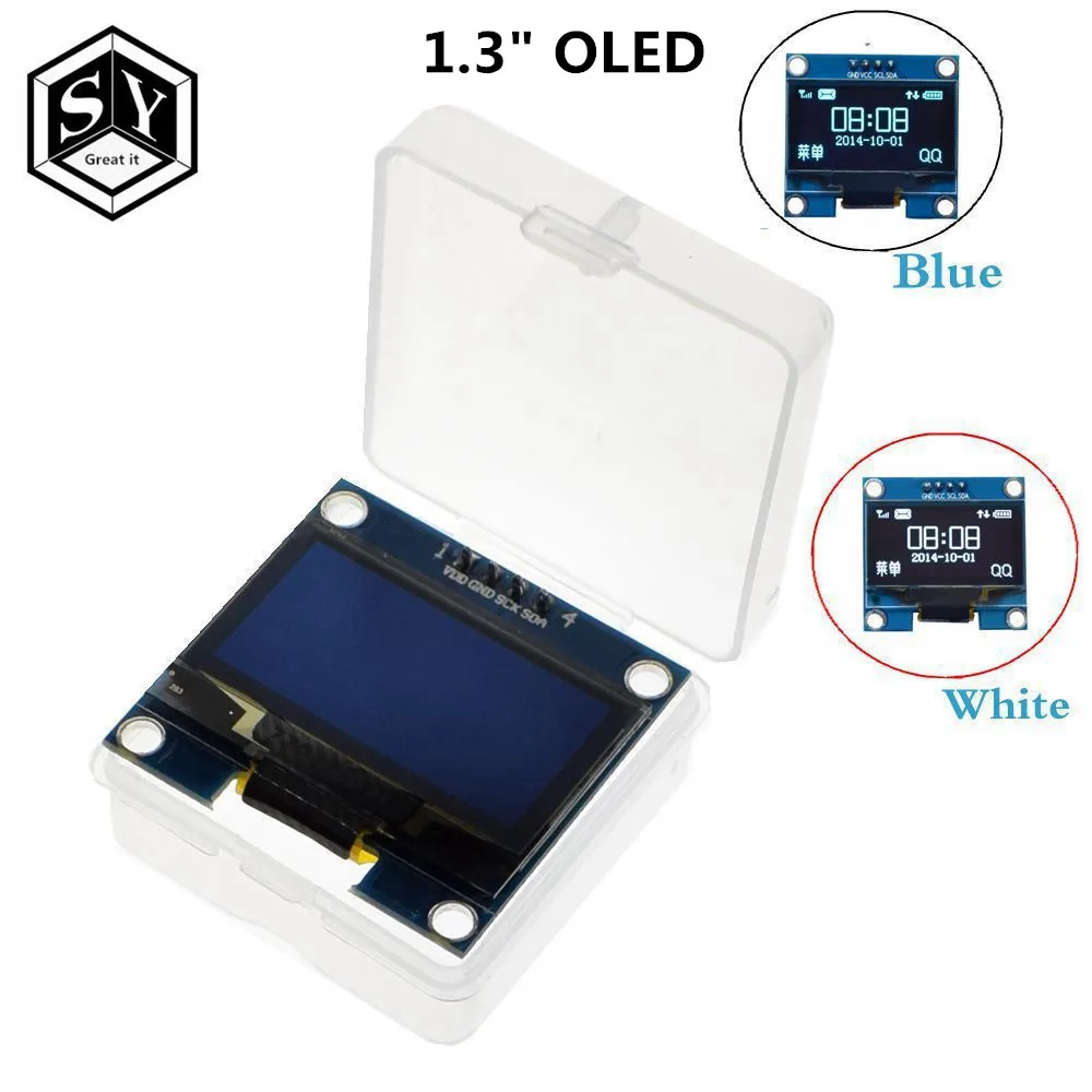 1.3" OLED module white color 128X64 1.3 inch OLED LCD LED Display Module 1.3" IIC I2C Communicate with Case
1.3" OLED module white color 128X64 1.3 inch OLED LCD LED Display Module 1.3" IIC I2C Communicate with Case