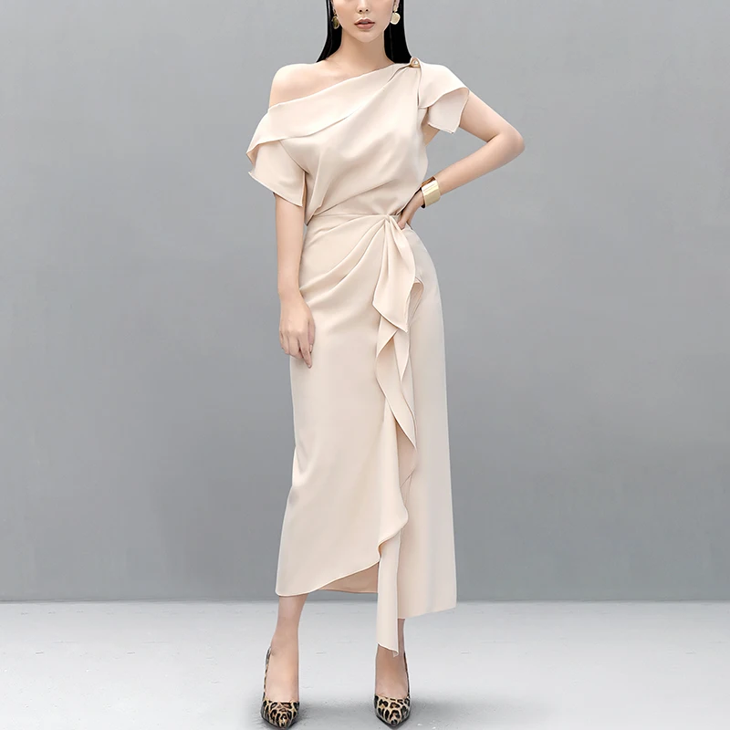 HAMALIEL Runway Summer 2 PCS Set Elegant Women's One Shoulder Sexy Crop Tops And Fashion Ruffles Bodycon Long Party Skirts Set
HAMALIEL Runway Summer 2 PCS Set Elegant Women's One Shoulder Sexy Crop Tops And Fashion Ruffles Bodycon Long Party Skirts Set