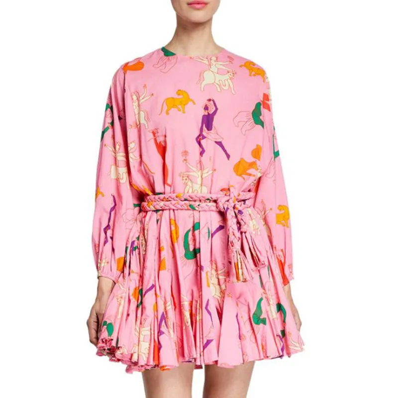 Runway Dress Women Designer 2019 High Quality Spring Summer Autumn Fashion Long Sleeve Printed Casual O Neck Pleated Dress Lady
Runway Dress Women Designer 2019 High Quality Spring Summer Autumn Fashion Long Sleeve Printed Casual O Neck Pleated Dress Lady