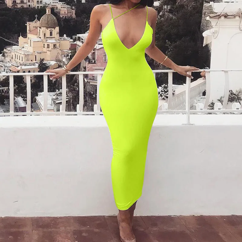 Neon New Sleeveless Spaghetti Strap Midi Dress Night Club Fluorescent Backless V-Neck Dresses Bodycon Long Robe
Neon New Sleeveless Spaghetti Strap Midi Dress Night Club Fluorescent Backless V-Neck Dresses Bodycon Long Robe