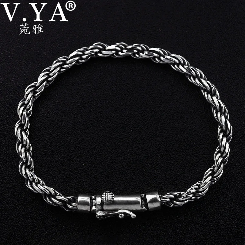 V.YA Pure Silver 925 Bracelets for Men Women 5mm Twisted Chain Bracelet & Bangles Wristband Vintage Punk Rock Thai Silver Jewelr
V.YA Pure Silver 925 Bracelets for Men Women 5mm Twisted Chain Bracelet & Bangles Wristband Vintage Punk Rock Thai Silver Jewelr