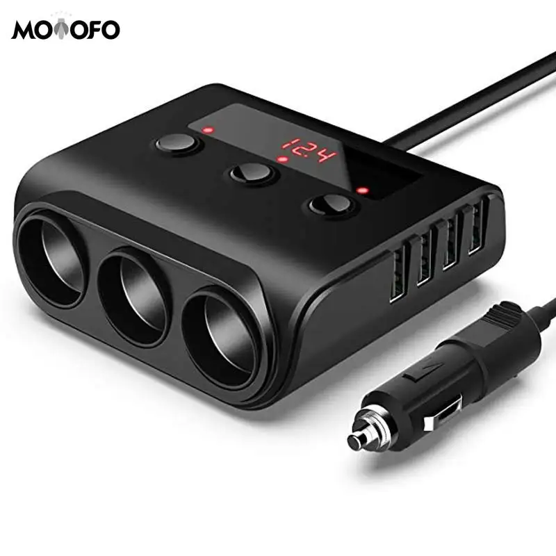Cigarette Lighter Splitter 100W 12V/24V 3 Sockets 4 USB Car Charger Adapter DC Outlet with Replaceable 7A Fuse and Voltmeter
Cigarette Lighter Splitter 100W 12V/24V 3 Sockets 4 USB Car Charger Adapter DC Outlet with Replaceable 7A Fuse and Voltmeter