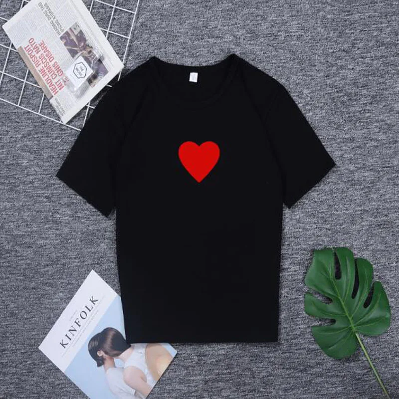 Love Heart Print T shirts Women Spring Summer New Style Short Sleeve O Neck Women Tops Tees Slim Fit T shirt Feminina
Love Heart Print T shirts Women Spring Summer New Style Short Sleeve O Neck Women Tops Tees Slim Fit T shirt Feminina