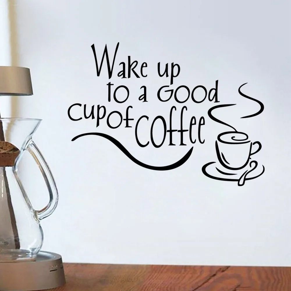 Виниловые наклейки на стену пробуждайтесь до хорошей чашки кофе|decor wallpaper|home