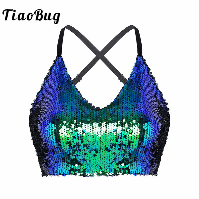 TiaoBug Women Sparkle Sequins V-neck Adjustable Spaghetti Straps Cross Sexy Bra Crop Tops Club Party Rave Pole Dance Clothing
TiaoBug Women Sparkle Sequins V-neck Adjustable Spaghetti Straps Cross Sexy Bra Crop Tops Club Party Rave Pole Dance Clothing