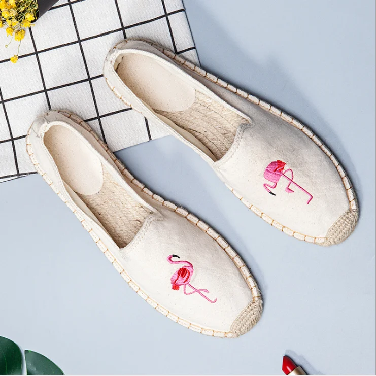 women's espadrille Embroider shoes Comfortable slippers Ladies Womens Casual Shoes Breathable Flax Hemp Canvas Flamingo
women's espadrille Embroider shoes Comfortable slippers Ladies Womens Casual Shoes Breathable Flax Hemp Canvas Flamingo