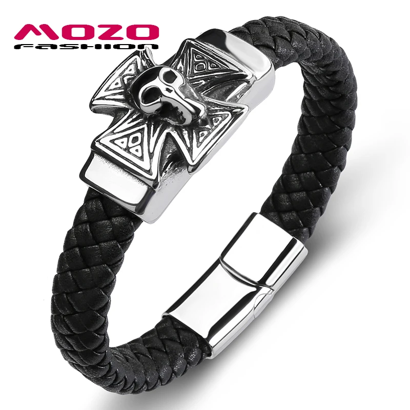 MOZO FASHION Trendy Men Bracelet Leather Skull Stainless Steel Simple Bracelets Man Collocation Punk Cross Cuffs Jewelry 125
MOZO FASHION Trendy Men Bracelet Leather Skull Stainless Steel Simple Bracelets Man Collocation Punk Cross Cuffs Jewelry 125
