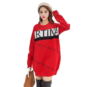Letter Fashion Knitted Women Sweater Dress Spring 2019 Korean O-neck Long Sleeve Shirt Blusa de croche Pullover Knit Jumper f328
Letter Fashion Knitted Women Sweater Dress Spring 2019 Korean O-neck Long Sleeve Shirt Blusa de croche Pullover Knit Jumper f328