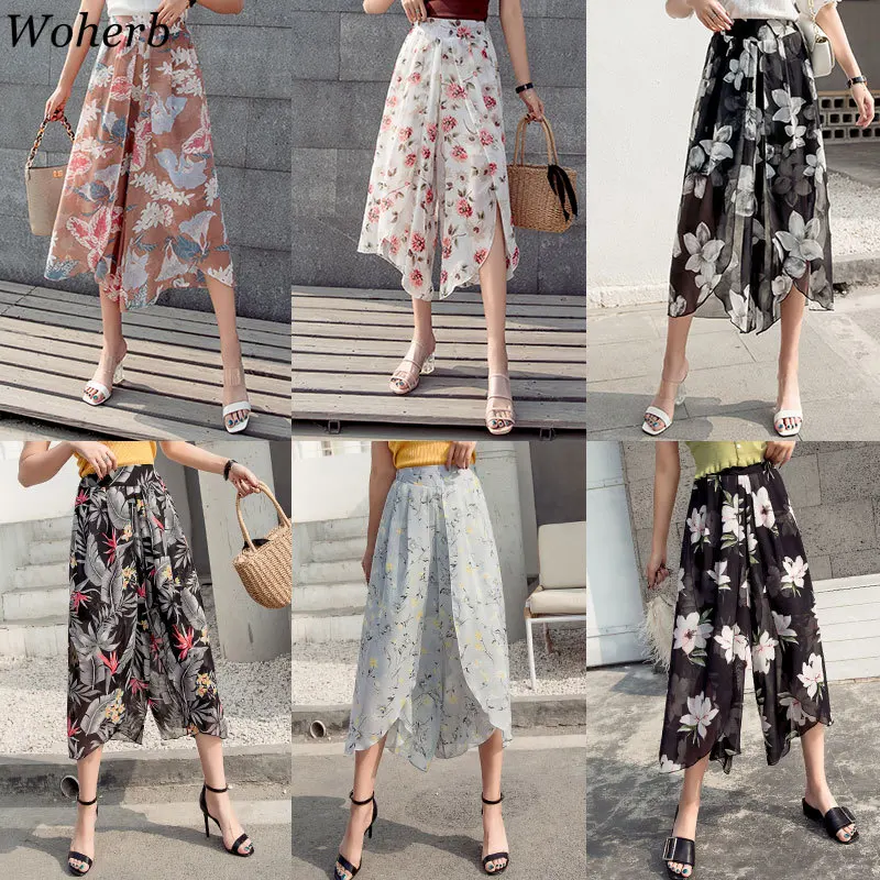 Woherb Summer 2019 Plus Size Chiffon Pants Women Vintage Flower Print Wide Leg Pants Beach Wear Ladies Korean Skirt Pants 21178
Woherb Summer 2019 Plus Size Chiffon Pants Women Vintage Flower Print Wide Leg Pants Beach Wear Ladies Korean Skirt Pants 21178