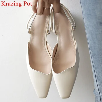 fashion big size genuine leather med heels square toe brand women sandals slingback shallow mules solid elegant summer shoes L63
fashion big size genuine leather med heels square toe brand women sandals slingback shallow mules solid elegant summer shoes L63