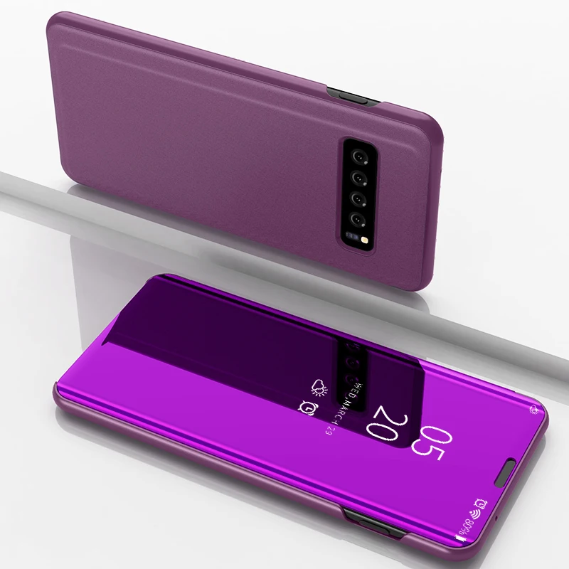 Умный зеркальный флип чехол для телефона Samsung Galaxy S10 S9 S8 S7 S6 Edge Plus S10E Прозрачный Note 9