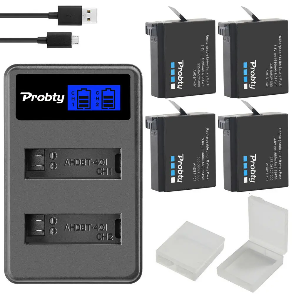 Original probty For GoPro Hero4 Hero 4 battery +LCD dual charger for go pro AHDBT-401 HERO4 Black Silver action camera accessory
Original probty For GoPro Hero4 Hero 4 battery +LCD dual charger for go pro AHDBT-401 HERO4 Black Silver action camera accessory