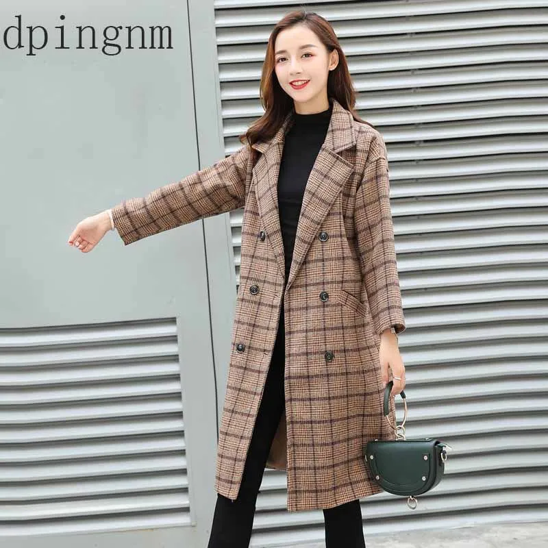 Europea Autumn Winter Women Wool Blends Plaid Coat Femal Thick Turn-Down Striped Printed Long Loose Fashionable Outerwear
Europea Autumn Winter Women Wool Blends Plaid Coat Femal Thick Turn-Down Striped Printed Long Loose Fashionable Outerwear