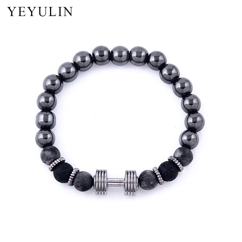 New Arrival Alloy Dumbbell Barbell Hematite Stone Beads Bracelet For Men Bangles Sport Jewelry
New Arrival Alloy Dumbbell Barbell Hematite Stone Beads Bracelet For Men Bangles Sport Jewelry
