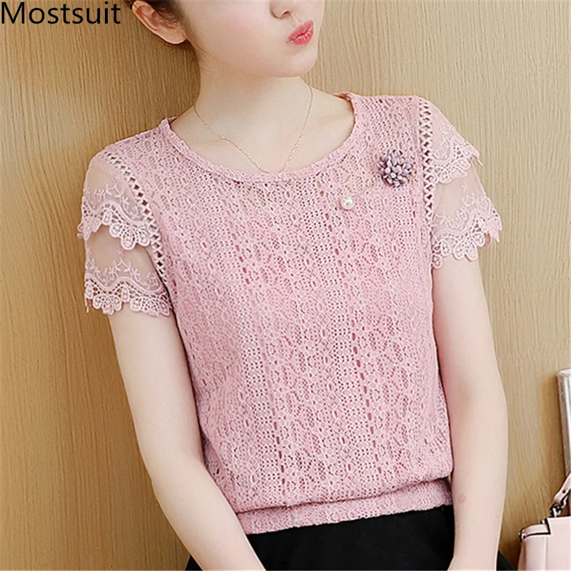 Summer Lace Tunic Blusas Women Plus Size Short Sleeve O-neck Blouses Elegant Office Korean Slim Hollow Pullovers Tops Mujer 2019
Summer Lace Tunic Blusas Women Plus Size Short Sleeve O-neck Blouses Elegant Office Korean Slim Hollow Pullovers Tops Mujer 2019