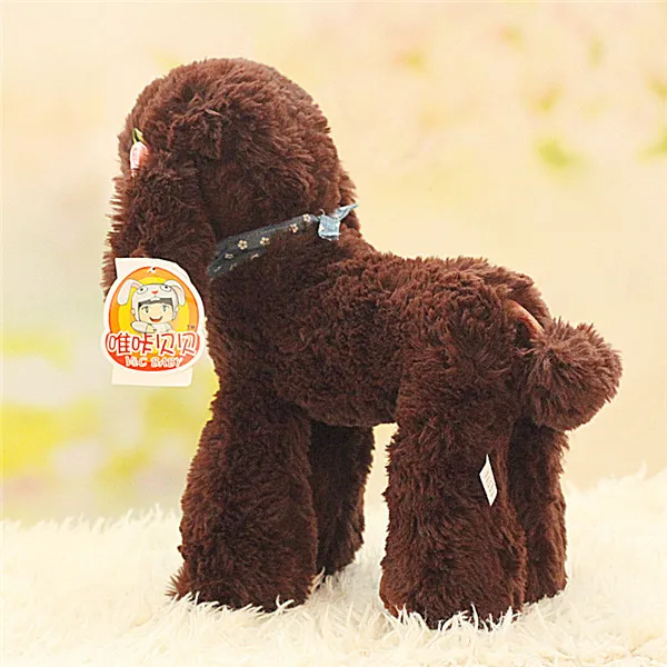 Cute Dog plush toys Poodle Bichon Frise puppy stuffed warm animal toys - Dark Brown 3