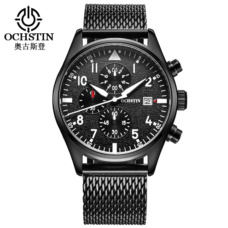 Men's Quartz-Watch Stainless Steel Mesh Band Black OCHSTIN Chronograph Sports Watch Male Mens Watch Top Brand Relogio Masculino
Men's Quartz-Watch Stainless Steel Mesh Band Black OCHSTIN Chronograph Sports Watch Male Mens Watch Top Brand Relogio Masculino