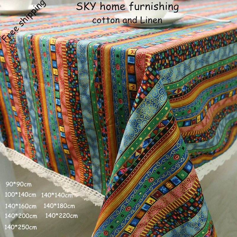 New Cotton linen table cloth lace rectangular tablecloths with home wedding table Bohemia Indian 3 color stripe style
New Cotton linen table cloth lace rectangular tablecloths with home wedding table Bohemia Indian 3 color stripe style