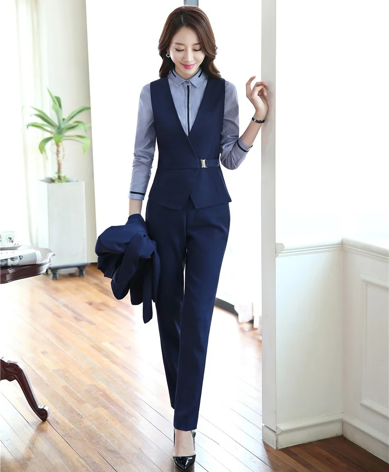 New 2018 Autumn Fashion Pantsuits Women Suits with Pant and Top Sets Formal Ladies Waistcoat & Vest Office Uniform Styles
New 2018 Autumn Fashion Pantsuits Women Suits with Pant and Top Sets Formal Ladies Waistcoat & Vest Office Uniform Styles