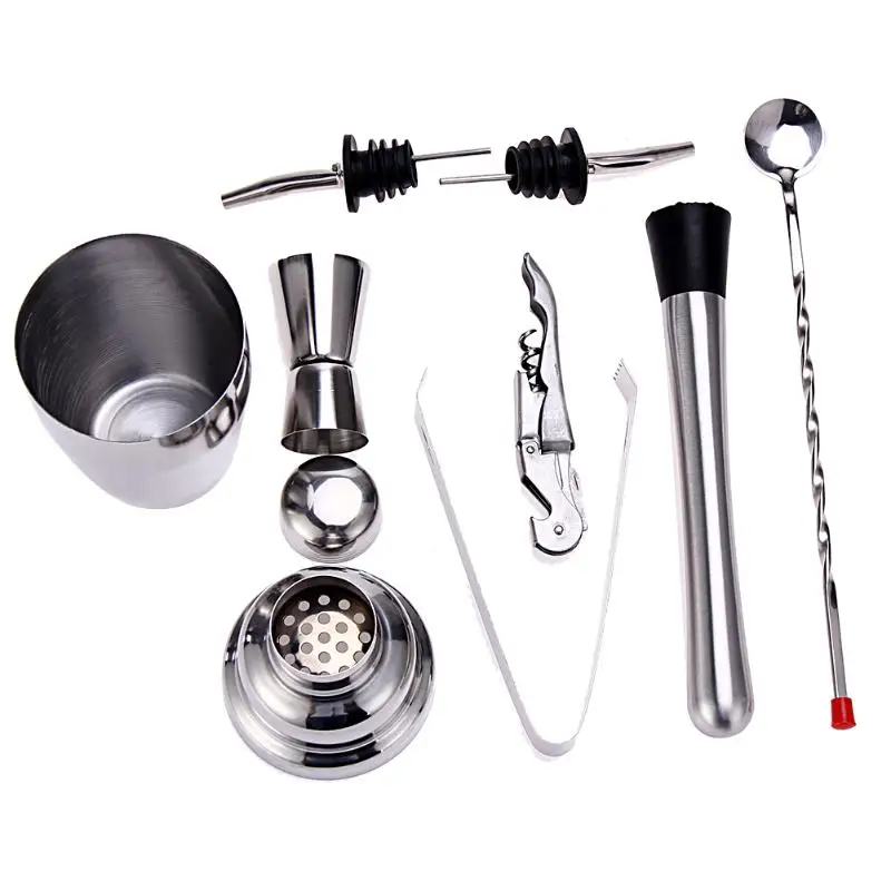Stainless Steel Cocktail Bartender Shaker Wine Tools Jigger Mixing Spoon Ice Tongs Corkscrew Muddler Pourers Bar Tools Stainless Steel Cocktail Bartender Shaker Wine Tools Jigger Mixing Spoon Ice Tongs Corkscrew Muddler Pourers Bar Tools