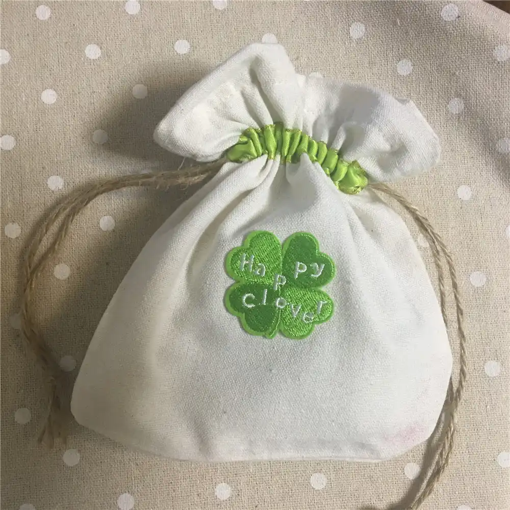 1pc cotton canvas bag natural jute drawstring easter party pouch