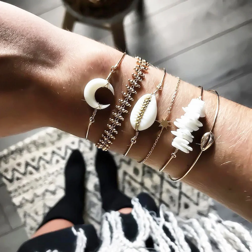 6 Pcs/Set Boho Moon Star Charm Bead Bracelet Women Gold Shell Tassel Bangles Ladies Bracelets Sets Fashion Jewelry Party Gifts
6 Pcs/Set Boho Moon Star Charm Bead Bracelet Women Gold Shell Tassel Bangles Ladies Bracelets Sets Fashion Jewelry Party Gifts