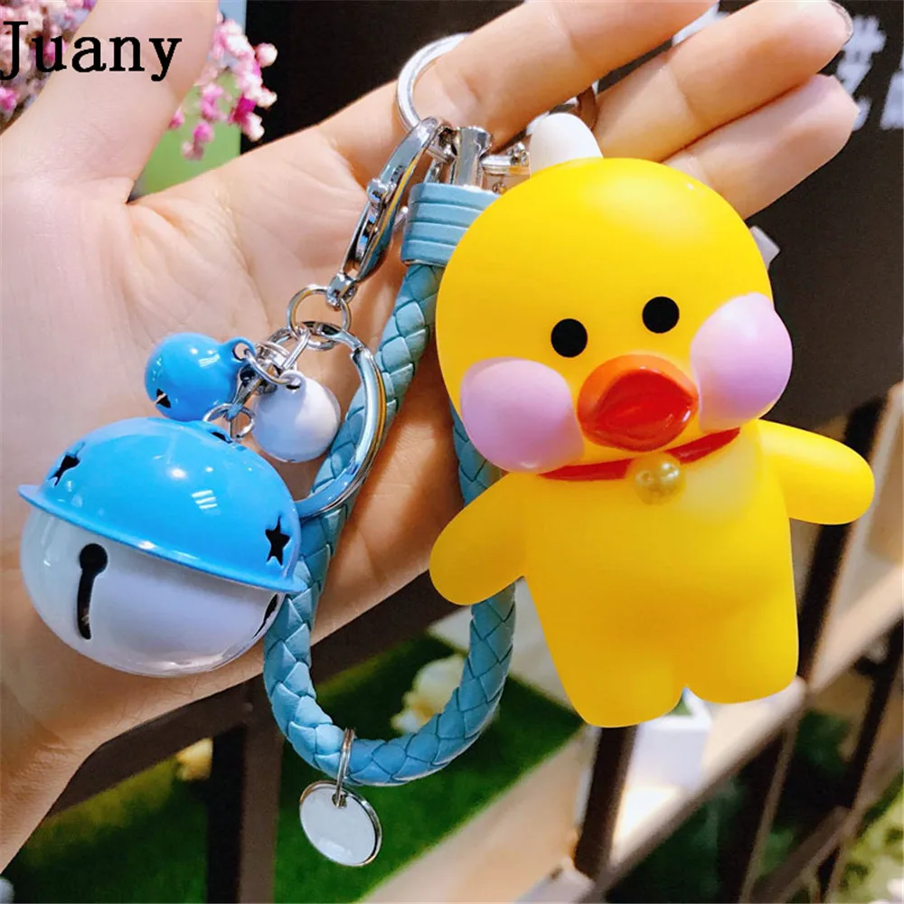 Juany duck key chain key ring pom gift for women girl bag pendant charm key ring 11