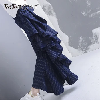 TWOTWINSTYLE Ruffles Striped Flare Pants High Waist Wide Leg Pants Casual Trousers Korean Fashion Clothes Large Size 2020 Autumn
TWOTWINSTYLE Ruffles Striped Flare Pants High Waist Wide Leg Pants Casual Trousers Korean Fashion Clothes Large Size 2020 Autumn
