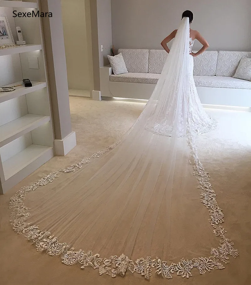 New Arrival High Quality One Layer 3M Long Wedding Veils Appliqued Edge Tulle Cathedral Bridal Veil With Comb
New Arrival High Quality One Layer 3M Long Wedding Veils Appliqued Edge Tulle Cathedral Bridal Veil With Comb