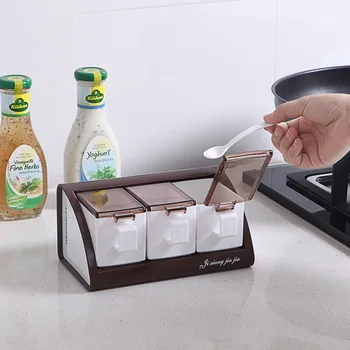 Kitchen wall type dust-proof moisture-proof seasoning box, nail-free with spoon seasoning box, table top seasoning tank set.
Kitchen wall type dust-proof moisture-proof seasoning box, nail-free with spoon seasoning box, table top seasoning tank set.