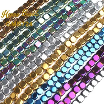 4X4mm Natural Stone Square Gold Sliver Black Plated Hematite Beads Round Loose Spacer Bead For Jewelry Making Diy Charm Bracelet
4X4mm Natural Stone Square Gold Sliver Black Plated Hematite Beads Round Loose Spacer Bead For Jewelry Making Diy Charm Bracelet