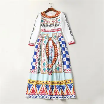 Women Long Dresses 2018 High Quality Runway O-Neck Full Sleeve Floral Printed Beading Casual Maxi Dress DX0435N
Women Long Dresses 2018 High Quality Runway O-Neck Full Sleeve Floral Printed Beading Casual Maxi Dress DX0435N