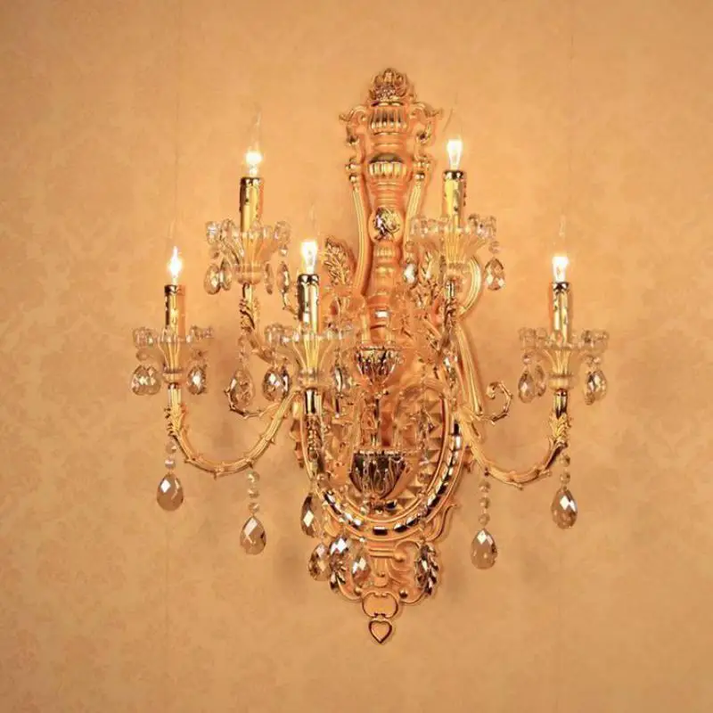 Hotel lobby Large gold Led wall fixtures 5-arm crystal Wall Lamp for dining Room home Led wall sconce big Church walkway light
Hotel lobby Large gold Led wall fixtures 5-arm crystal Wall Lamp for dining Room home Led wall sconce big Church walkway light