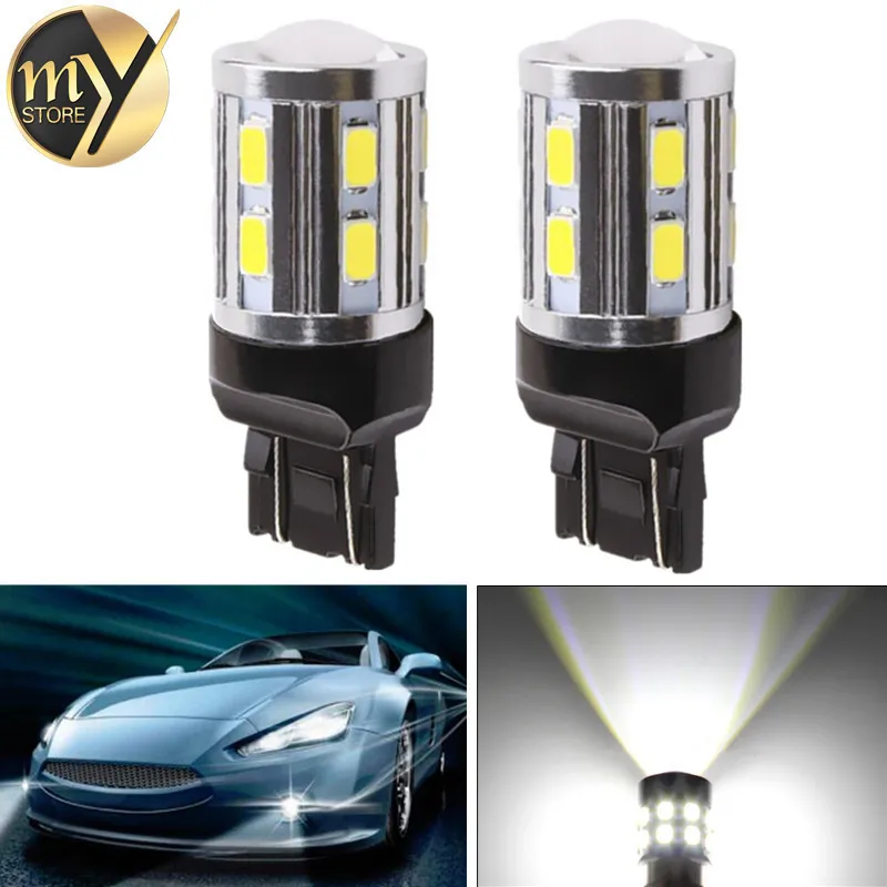 

20pcs 7443 7440 Led car bulbs 12 SMD 5730 Xenon White W21/5W 5W High power XPE LED lamp Bulbs car light source parking