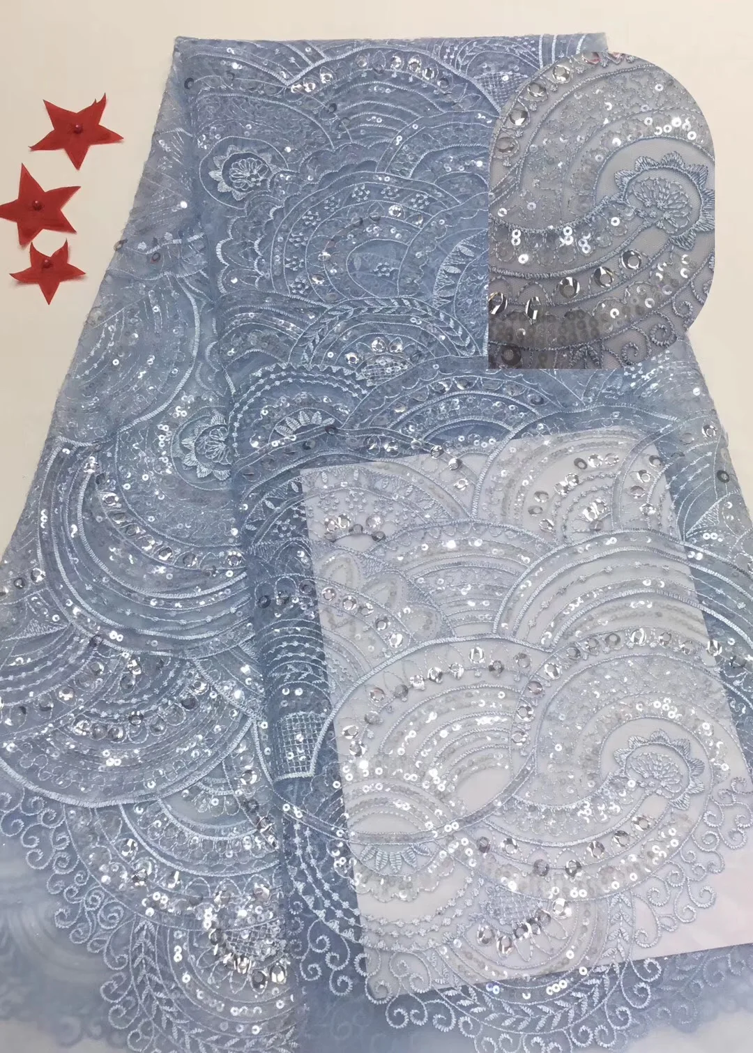 Sequin Embroidery Lace, Nigerian Sky Blue Lace Fabrics, African Lace Fabric 2019 With Flower T33091
Sequin Embroidery Lace, Nigerian Sky Blue Lace Fabrics, African Lace Fabric 2019 With Flower T33091