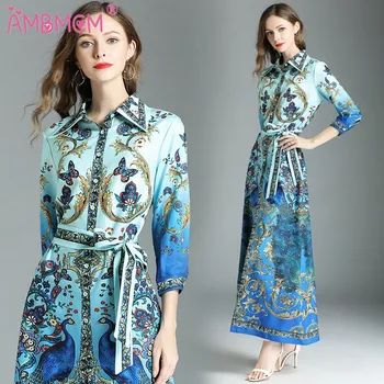 2018 Fashion Designer Runway Dress Summer Women's Wrist Sleeve Butterfly Floral Printed Vintage Dress AMBMCM
2018 Fashion Designer Runway Dress Summer Women's Wrist Sleeve Butterfly Floral Printed Vintage Dress AMBMCM