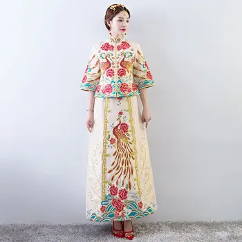 vintage Chinese style wedding cheongsam formal dress royal Peacock costume bride traditional Tang suit Embroidery Qipao New
vintage Chinese style wedding cheongsam formal dress royal Peacock costume bride traditional Tang suit Embroidery Qipao New