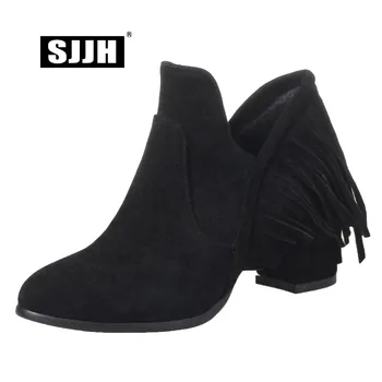 SJJH Women Fringe Ankle Boots with Round Toe Chunky Flock Short Plush Chelsea Boots Autumn Casual Fashion Shoes Large Size A1139
SJJH Women Fringe Ankle Boots with Round Toe Chunky Flock Short Plush Chelsea Boots Autumn Casual Fashion Shoes Large Size A1139