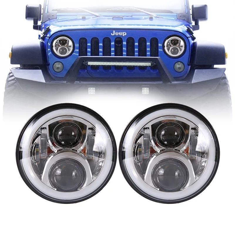 7" LED Headlight for 97-18 Jeep Wrangler TJ CJ JK with Hi/Lo Beam Halo Ring Angel Eyes White DRL & Amber Turn Signal Headlight
7" LED Headlight for 97-18 Jeep Wrangler TJ CJ JK with Hi/Lo Beam Halo Ring Angel Eyes White DRL & Amber Turn Signal Headlight