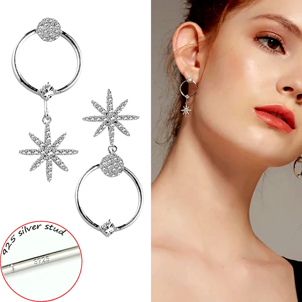 SINLEERY Silver Color Asymmetric Hollow Round Star Crystal Dangle Earrings For Women Bridal Wedding Jewelry ES249 SSI
SINLEERY Silver Color Asymmetric Hollow Round Star Crystal Dangle Earrings For Women Bridal Wedding Jewelry ES249 SSI