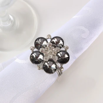 Silver Plating with Clear Black Rhinestones Jeweled Flower Design Tabletop Decor Metal Napkin Rings Set
Silver Plating with Clear Black Rhinestones Jeweled Flower Design Tabletop Decor Metal Napkin Rings Set