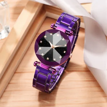 

Women Watches Luxury Ladie Steel Belt Star Sky Dial Quartz Watch Fashion Simple Cool MultiAngle Raise relogio feminino Gift